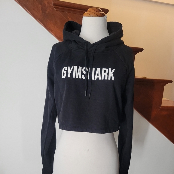 Gymshark Black Cropped Hoodie Size S - Picture 1 of 3